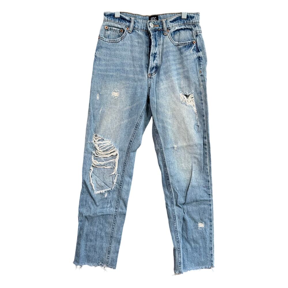 BDG Womens Jeans Blue Denim Button Fly High Rise Slim Straight Distressed 25